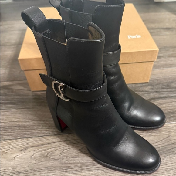 Christian Louboutin Black Leather Chelsea Bootie - 36.5 - Picture 7 of 12